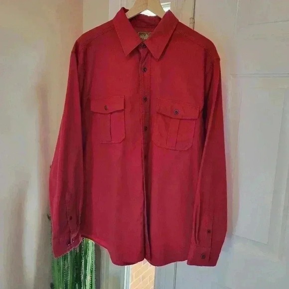 Eddie Bauer Outdoor Outfitter Red Cotton Flannel Button Down, Size XL - Picture 1 of 9